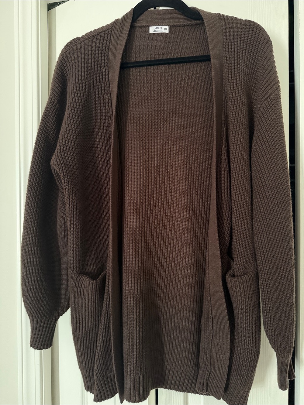 Ardene Brown Ribbed Open-Front Cardigan